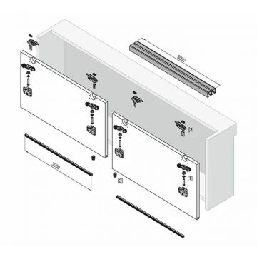 Schuifdeursysteem tbv meubelplaten | inliggend | Optioneel inclusief softclose | Systeem 1050