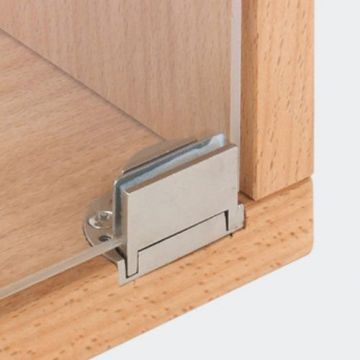 Glasdeurscharnier Glarior - INLIGGEND - zink-aluminium legering met verchroomd gepolijste afwerking - Glasdikte max 6 mm - Openingshoek 95° - zonder glasboring