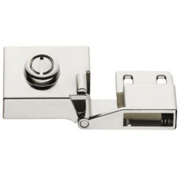 Glasdeurscharnier - INLIGGEND - zink-aluminium legering met vernikkeld gepolijste afwerking - Glasdikte max 5 mm - max deur H600 x B450 mm - Openingshoek 170° - Zonder glasboring