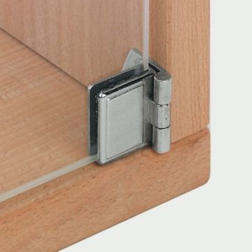 Glasdeurscharnier - INLIGGEND - zink-aluminium legering met vernikkeld gepolijste afwerking - Glasdikte max 5 mm - Openingshoek 170° - zonder glasboring